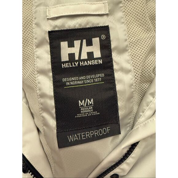 Helly Hansen White Aden Waterproof Insulated Hooded Long Rain Jacket Medium - Picture 3 of 6